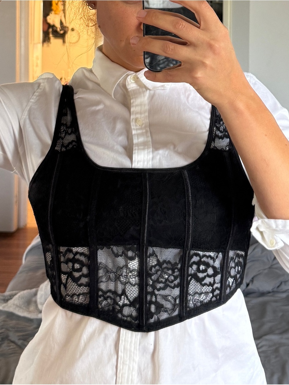 Charlotte Russe Black Lace Corset Bralette